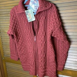 New Connemara Knitwear Ireland zipped wool cardigan